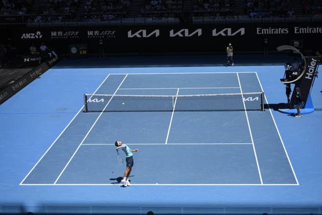 Australian Open 2026 MELBOURNE, AUSTRALIA - JANUARY 24: Lorenzo Musetti (ITA) in action against Tomas Machac (CZE) during round 3 at the Australian Open grand slam tennis tournament at Melbourne Park in Melbourne, Australia on January 24, 2026. Mark Avellino Anadolu Melbourne Australia. Editorial use only. Please get in touch for any other usage.  Copyright: x2026xAnadoluxMarkxAvellinox