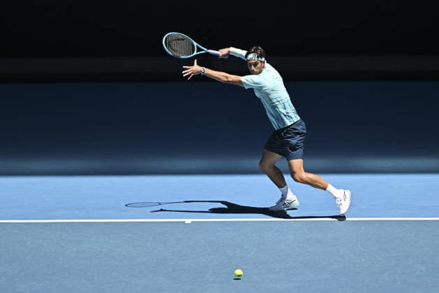 Australian Open 2026 MELBOURNE, AUSTRALIA - JANUARY 24: Lorenzo Musetti (ITA) in action against Tomas Machac (CZE) (not seen) during round 3 at the Australian Open grand slam tennis tournament at Melbourne Park in Melbourne, Australia on January 24, 2026. Mark Avellino Anadolu Melbourne Australia. Editorial use only. Please get in touch for any other usage.  Copyright: x2026xAnadoluxMarkxAvellinox
