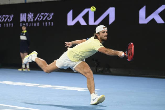 Australian Open 2026 MELBOURNE, AUSTRALIA - JANUARY 24: Tomas Machac (CZE) in action against Lorenzo Musetti (ITA) (not seen) during round 3 at the Australian Open grand slam tennis tournament at Melbourne Park in Melbourne, Australia on January 24, 2026. Mark Avellino Anadolu Melbourne Australia. Editorial use only. Please get in touch for any other usage.  Copyright: x2026xAnadoluxMarkxAvellinox