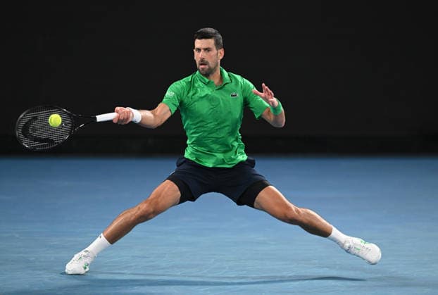 TENNIS AUSTRALIAN OPEN, Novak Djokovic of Serbia in action during the Men™s 3rd round match against Botic Van De Zandschulp of Netherlands on day 7 of the 2026 Australian Open tennis tournament at Melbourne Park in Melbourne, Saturday, January 24, 2026. ( NO ARCHIVING MELBOURNE VICTORIA AUSTRALIA  Copyright: xLUKASxCOCHx 20260124112852461777