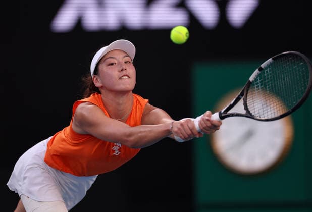 Xinyu Wang of China in action Australian Open tennis tournament, Day Seven, Melbourne Park, Australia - 24 Jan 2026Melbourne Melbourne Park Victoria (VIC) Australia  Copyright: xEllaxLing Shutterstockx 16380459ci