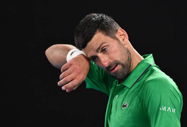 TENNIS AUSTRALIAN OPEN, Novak Djokovic of Serbia reacts during the Men™s 3rd round match against Botic Van De Zandschulp of Netherlands on day 7 of the 2026 Australian Open tennis tournament at Melbourne Park in Melbourne, Saturday, January 24, 2026. ( NO ARCHIVING MELBOURNE VICTORIA AUSTRALIA  Copyright: xLUKASxCOCHx 20260124115762955419