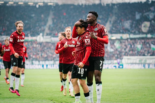 2 Bundesliga Hannover 96 vs Fortuna Düsseldorf, 24 01 2026 GOAL CHEER by Daisuke Yokota Hannover 96, 18 to 1 0 Soccer, 2 Bundesliga, Matchday 19 Hannover 96 vs Fortuna Düsseldorf on 24 01 2026 at Heinz von Heiden Arena, Hannover DFL REGULATIONS PROHIBIT ANY USE OF PHOTOGRAPHS AS IMAGE SEQUENCES AND OR QUASI VIDEO Copyright: xBEAUTIFULxSPORTS Tonhäuserx