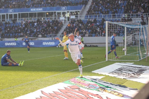 Reese Fabian Hertha BSC, 11 with the equalizer to 1 1, Karlsruher SC vs Hertha BSC, 2 Bundesliga, 19 Matchday, 2025 2026, 24 01 2026, DFL REGULATIONS PROHIBIT ANY USE OF PHOTOGRAPHS AS IMAGE SEQUENCES AND OR QUASI VIDEO, Karlsruher SC vs Hertha BSC, 2 Bundesliga, 19 Matchday, 2025 2026, 24 01 2026 Karlsruhe Copyright: xEibner-Pressefoto JanxPrihodax EP_JPA