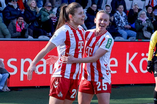 24 01 2026, xsscx, Frauen Fussball, 1 FC Koeln SC Freiburg, 1 Fussball Bundesliga, 15 Spieltag, Franz Kremer Stadion, Saison 2025 2026 Torjubel nach dem Tor zum 1 0 durch Torschützin Martyna Wiankowska 1 FC Koeln 26 nach einem Elfmeter DFB regulations prohibit any use of photographs as image sequences and or quasi video Photo xSandraxScherningxPressefotoKochx Nordrhein Westfalen Germany