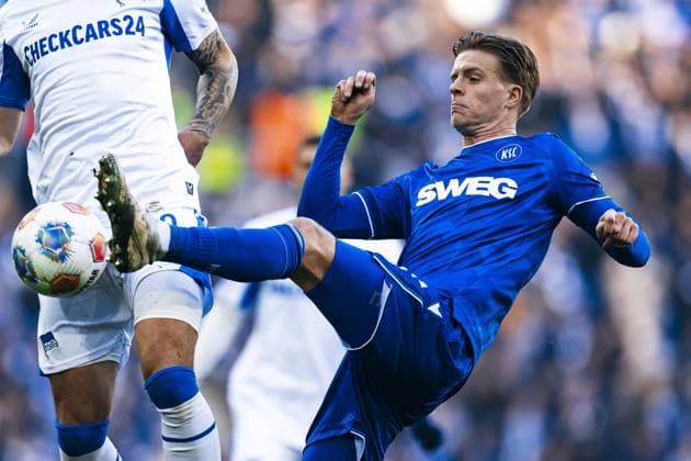 Soccer I Men I 2025 2026 season I 2 Bundesliga I Matchday 17 I Karlsruher SC - Hertha BSC I 24 01 2026 Duel for the ball Copyright: xspeedshotx