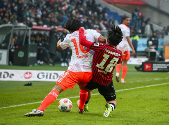 Germany Soccer 2 Bundesliga 2025 26, 19 Matchday Hannover 96 Fortuna Düsseldorf Heinz von Heiden Arena Stadion Hannover Daisuke Yokota Hannover 96, 18 Satoshi Tanaka Fortuna Düsseldorf, 16 Hannover Copyright: xAymanxAlahmedx