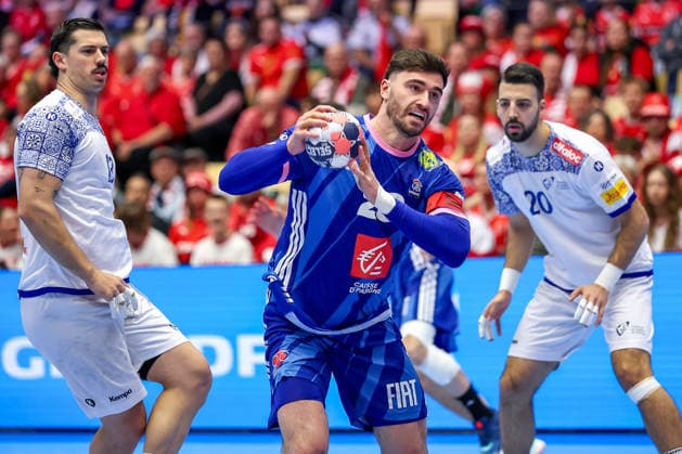 24 01 2026, Handball, Men s EHF EURO 2026, France Portugal, Jyske Bank Boxen in Herning, Denmark, Main Round Ludovic Fabregas France 23 Denmark