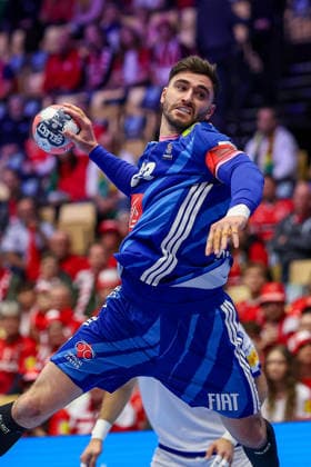 24 01 2026, Handball, Men s EHF EURO 2026, France Portugal, Jyske Bank Boxen in Herning, Denmark, Main Round Ludovic Fabregas France 23 Denmark