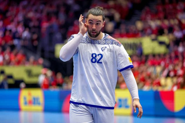24 01 2026, Handball, Men s EHF EURO 2026, France Portugal, Jyske Bank Boxing in Herning, Denmark, Main Round Luis Diogo Sousa Frade Portugal 82 disappointed disappointment Denmark