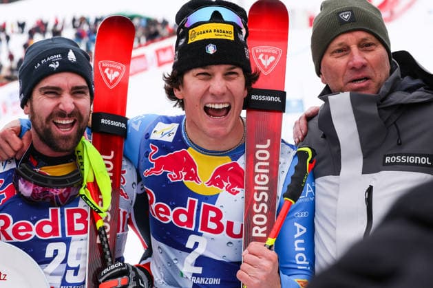 FIS Ski World Cup 2025-2026 - Men s World Cup Downhill Kitzbuhel (AUT) 24 01 26 FRANZONI Giovanni (ITA) MUZATON Maxence (FRA)  Copyright: xLucianoxMariaxBisi IPAxSportx xipa-agency.netx xx IPA_70494632 IPA_Agency_IPA70494632