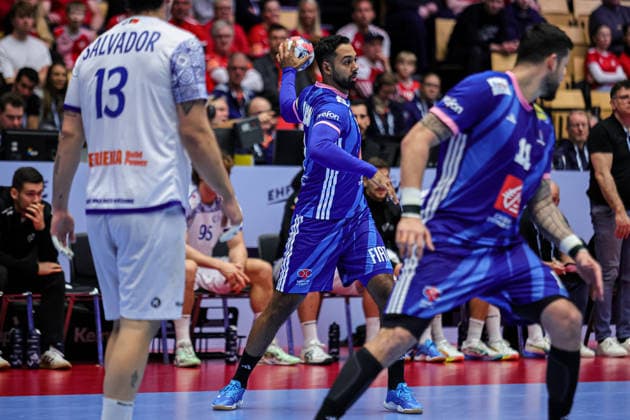 9Richardson, Melvyn in action Match between FRANCE VS PORTUGAL valid for Men s EHF EURO 2026 at Jyske Bank Boxen in Herning on 24 January 2026. Herning Jyske Bank Boxen Herning Denmark Copyright: xIMAGOx xPRIMExSPORTSxIMAGESx xANGELOxMOREIRAx