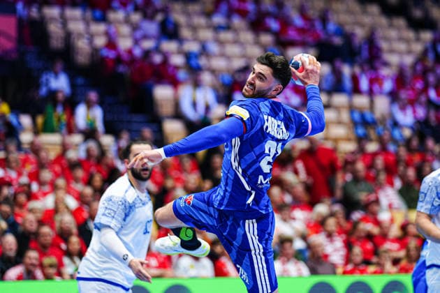 Throw Goal Ludovic Fabregas France, 23 DEN, France vs Portugal, Handball, EHF European Championship 2026, Main Round, Matchday 2, 24 01 2026 DEN, France vs Portugal, Handball, EHF European Championship 2026, Main Round, Matchday 2, 24 01 2026 Herning Copyright: xEibner-Pressefoto MarcelxvonxFehrnx EP_MFN