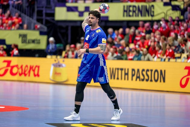24 01 2026, Handball, Men s EHF EURO 2026, France Portugal, Jyske Bank Boxen in Herning, Denmark, Main Round Elohim Prandi France 08 Denmark