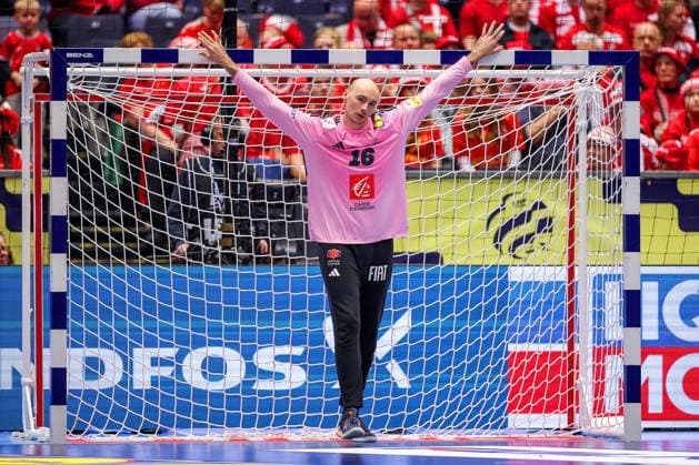 24 01 2026, Handball, Men s EHF EURO 2026, France Portugal, Jyske Bank Boxen in Herning, Denmark, Main Round Charles Bolzinger France 16 Denmark