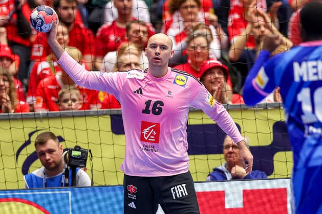24 01 2026, Handball, Men s EHF EURO 2026, France Portugal, Jyske Bank Boxen in Herning, Denmark, Main Round Charles Bolzinger France 16 Denmark