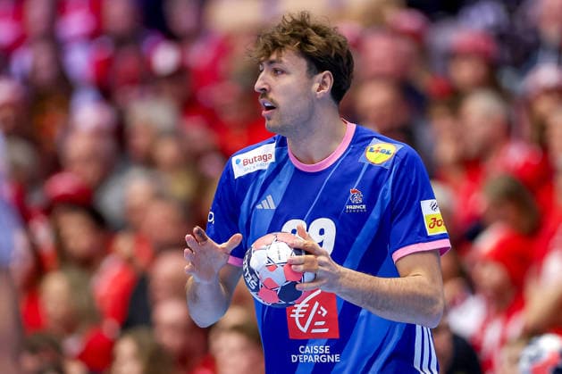 24 01 2026, Handball, Men s EHF EURO 2026, France Portugal, Jyske Bank Boxen in Herning, Denmark, Main Round Thibaud Briet France 39 Denmark