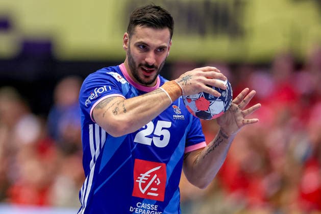 24 01 2026, Handball, Men s EHF EURO 2026, France Portugal, Jyske Bank Boxen in Herning, Denmark, Main Round Hugo Descat France 25 Denmark