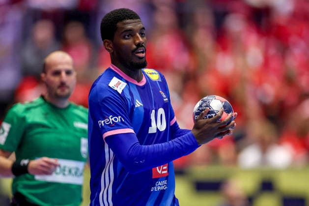 24 01 2026, Handball, Men s EHF EURO 2026, France Portugal, Jyske Bank Boxen in Herning, Denmark, Main Round Dika Mem France 10 Denmark