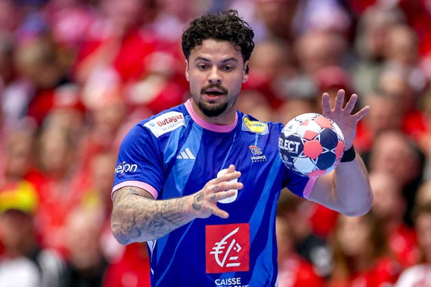 24 01 2026, Handball, Men s EHF EURO 2026, France Portugal, Jyske Bank Boxen in Herning, Denmark, Main Round Elohim Prandi France 08 Denmark