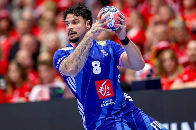 24 01 2026, Handball, Men s EHF EURO 2026, France Portugal, Jyske Bank Boxen in Herning, Denmark, Main Round Elohim Prandi France 08 Denmark
