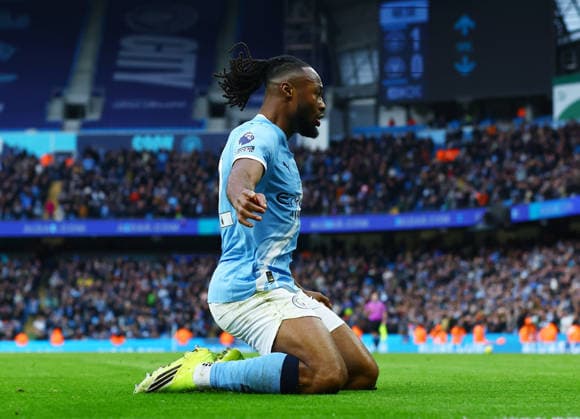 Antoine Semenyo of Manchester City celebrates scoring a goal to make it 2-0 Manchester City v Wolverhampton Wanderers, Premier League, Football, Etihad Stadium, Manchester, UK - 24 Jan 2026Manchester Etihad Stadium United Kingdom EDITORIAL USE ONLY No use with unauthorised audio, video, data, fixture lists, club league logos or live services. Online in-match use limited to 120 images, no video emulation. No use in betting, games or single club league player publications. Copyright: xMattxWest Shutterstockx 16425986w