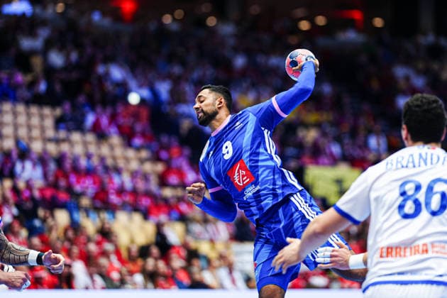 Throw Goal Melvyn Richardson France, 09 DEN, France vs Portugal, Handball, EHF European Championship 2026, Main Round, Matchday 2, 24 01 2026 DEN, France vs Portugal, Handball, EHF European Championship 2026, Main Round, Matchday 2, 24 01 2026 Herning Copyright: xEibner-Pressefoto MarcelxvonxFehrnx EP_MFN