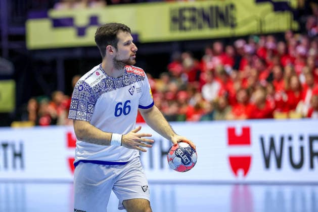 24 01 2026, Handball, Men s EHF EURO 2026, France Portugal, Jyske Bank Boxen in Herning, Denmark, Main Round Joao Pedro Vinhas Silva Gomes Portugal 66 Denmark