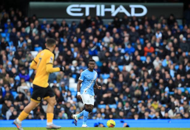 24th January 2026; Etihad Stadium, Manchester, Lancashire, England; Premier League Football, Manchester City versus Wolverhampton Wanderers; Marc Guehi of Manchester City controls the ball  DavidxBlunsden Content restricted for UK based newspaper