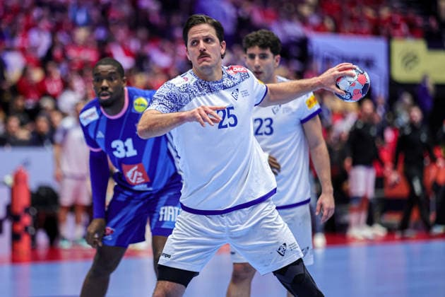 25Areia, Antonio in action Match between FRANCE VS PORTUGAL valid for Men s EHF EURO 2026 at Jyske Bank Boxen in Herning on 24 January 2026. Herning Jyske Bank Boxen Herning Denmark Copyright: xIMAGOx xPRIMExSPORTSxIMAGESx xANGELOxMOREIRAx