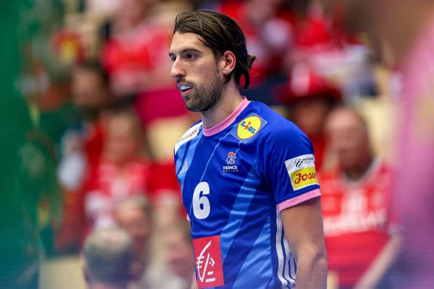 24 01 2026, Handball, Men s EHF EURO 2026, France Portugal, Jyske Bank Boxen in Herning, Denmark, Main Round Julien Bos France 06 Denmark