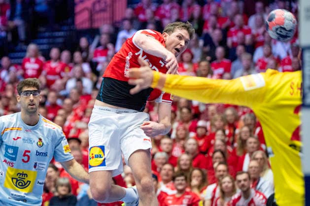 European Men s Handball Championship Denmark Spain Denmark s Magnus Landin in action during the men s handball match between Denmark and Spain in EHF Euro 2026 Group B at Jyske Bank Boxen in Herning, Saturday, January 24, 2026 Photo Bo Amstrup Ritzau Scanpix , Herning Denmark Mors  Copyright: BoxAmrstrupx xRitzauxScanpix BoxAmstrupx spdk20260124-184802-L