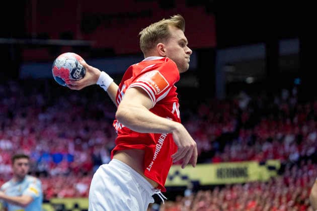 European Men s Handball Championship Denmark Spain Denmark s Johan Hansen in action during the men s handball match between Denmark and Spain in EHF Euro 2026 group B at Jyske Bank Boxen in Herning, Saturday, January 24, 2026 Photo Bo Amstrup Ritzau Scanpix , Herning Denmark Mors  Copyright: BoxAmrstrupx xRitzauxScanpix BoxAmstrupx spdk20260124-185128-L