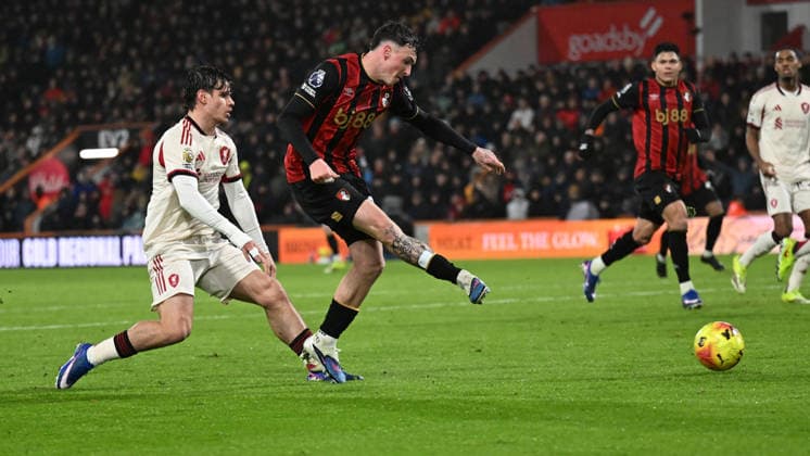 Bournemouth v Liverpool Premier League Alex Jiminez of Bournemouth scores his side s second goal during the Premier League match at the Vitality Stadium, Bournemouth 24 01 2026 UK Newspapers OUT Copyright: xJeremyxLandeyx FIL-22861-0030