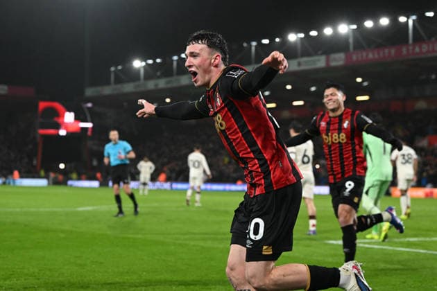 Bournemouth v Liverpool, Premier League Goal 2-0 - Alex Jimenez (20) of AFC Bournemouth celebrates scoring the second goal during the Premier League match between Bournemouth and Liverpool at the Vitality Stadium, Bournemouth, UK on 24 January 2026. Bournemouth Vitality Stadium Dorset UK Editorial use only DataCo restrictions apply See www.football-dataco.com , Copyright: xGrahamxHuntx PSI-23639-0056