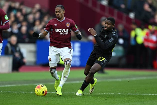 West Ham United v Sunderland, Premier League West Ham United midfielder Crysencio Summerville (7) under pressure from Sunderland midfielder Noah Sadiki (27) during the Premier League match between West Ham United and Sunderland at the London Stadium, London, UK on 24 January 2026. London London Stadium UK Editorial use only DataCo restrictions apply See www.football-dataco.com , Copyright: xSimonxTraylenx PSI-23617-0143