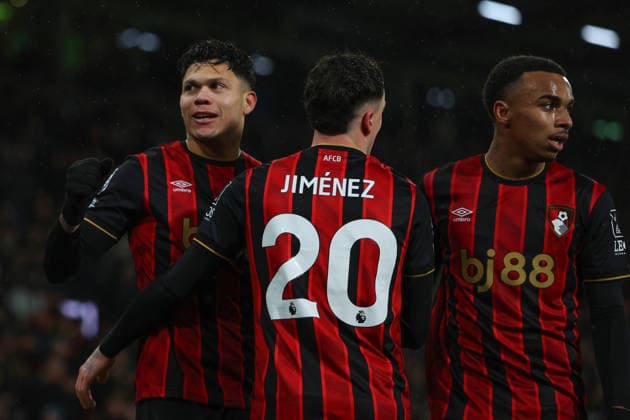 Football - 2025 2026 Premier League - AFC Bournemouth vs Liverpool - Vitality Stadium - Saturday 24th January 2026 Evanilson of Bournemouth celebrates scoring during the Premier League match at the Vitality Stadium COLORSPORT Shaun Boggust 
