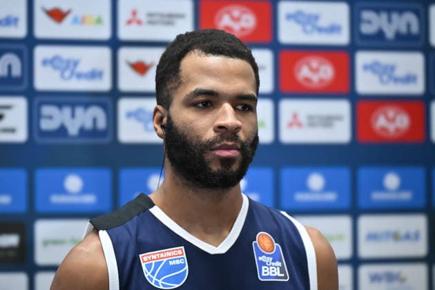 Andrew Harrison MBC, 2 , Interview, Syntainics MBC vs Vet Concept Gladiators Trier, Basketball, 1 Bundesliga, Men, 17 Matchday Main Round, Season 2025 26, 24 01 2026 Weißenfels Stadthalle Sachsen Anhalt Germany