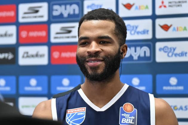 Andrew Harrison MBC, 2 , Interview, Syntainics MBC vs Vet Concept Gladiators Trier, Basketball, 1 Bundesliga, Men, 17 Matchday Main Round, Season 2025 26, 24 01 2026 Weißenfels Stadthalle Sachsen Anhalt Germany