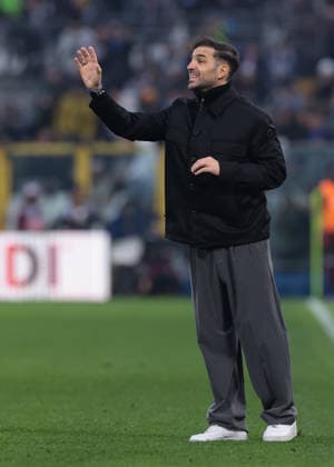 Como, Italy, 24th January 2026. Cesc Fabregas Head coach of Como 1907 reacts during the Como 1907 vs Torino Serie A match at Stadio Giuseppe Sinigaglia, Como. Picture credit should read: Jonathan Moscrop Sportimage EDITORIAL USE ONLY. No use with unauthorised audio, video, data, fixture lists, club league logos or live services. Online in-match use limited to 120 images, no video emulation. No use in betting, games or single club league player publications. SPI_066_JM_COMO_TORO_ SPI-4418-0066