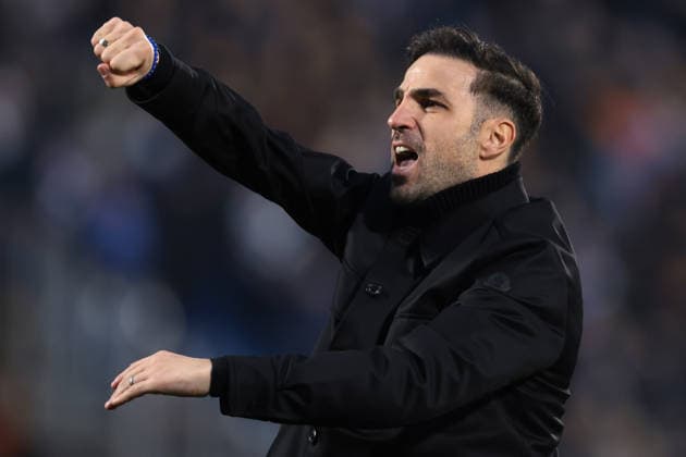 Como, Italy, 24th January 2026. Cesc Fabregas Head coach of Como 1907 reacts as he celebrates the 6-0 victory in front of the fans following the final whistle of the Como 1907 vs Torino Serie A match at Stadio Giuseppe Sinigaglia, Como. Picture credit should read: Jonathan Moscrop Sportimage EDITORIAL USE ONLY. No use with unauthorised audio, video, data, fixture lists, club league logos or live services. Online in-match use limited to 120 images, no video emulation. No use in betting, games or single club league player publications. SPI_085_JM_COMO_TORO_ SPI-4418-0085
