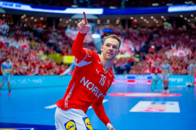 Handball European Championship 2026 Spain Denmark Herning, Denmark 20260124 Denmark s Mathias Gidsel during the European Championship handball match between Spain and Denmark at the Boxen arena in Herning Photo Stian Lysberg Solum NTB Herning Denmark EDITORIAL USE ONLY RESTRICTED USE FOR BETTING COMPANIES  Copyright: xStianxLysbergxSolumx xNTBx
