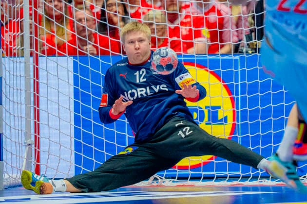 Handball European Championship 2026 Spain Denmark Herning, Denmark 20260124 Denmark s goalkeeper Emil Nielsen during the European Championship handball match between Spain and Denmark at Boxen arena in Herning Photo Stian Lysberg Solum NTB Herning Denmark EDITORIAL USE ONLY RESTRICTED USE FOR BETTING COMPANIES  Copyright: xStianxLysbergxSolumx xNTBx