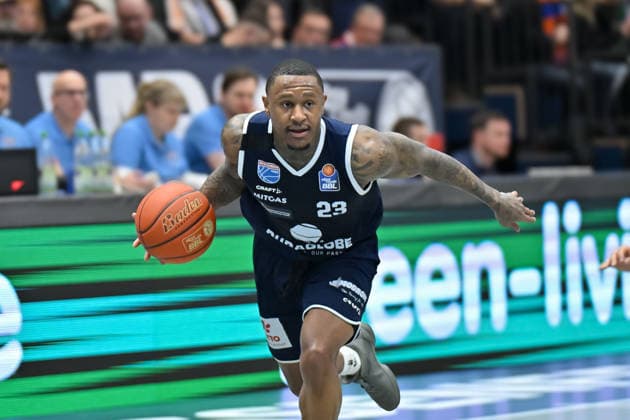 Charles Callison MBC, 23 , Syntainics MBC vs Vet Concept Gladiators Trier, Basketball, 1 Bundesliga, Men, 17 Matchday Main Round, Season 2025 26, 24 01 2026 Weißenfels Stadthalle Sachsen Anhalt Germany