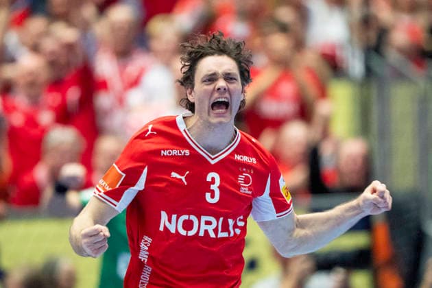 Men s Handball European Championship Denmark Spain Denmark s Niclas Kirkeloekke reacts after scoring during the men s handball match between Denmark and Spain in EHF Euro 2026 Group B at Jyske Bank Boxen in Herning, Saturday, January 24, 2026 Photo Bo Amstrup Ritzau Scanpix , Herning Denmark Mors  Copyright: BoxAmrstrupx xRitzauxScanpix BoxAmstrupx spdk20260124-201504-L