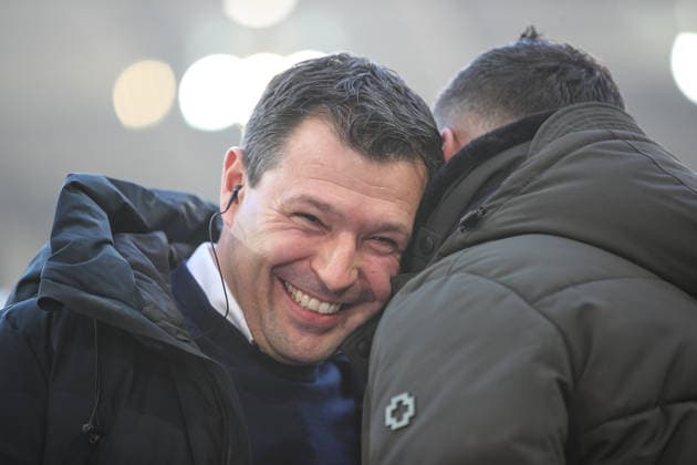 Good mood at Benjamin Weber Hertha BSC, sports director in TV interview on Sky, Karlsruher SC vs Hertha BSC, 2 Bundesliga, 19 Matchday, 2025 2026, 24 01 2026, DFL REGULATIONS PROHIBIT ANY USE OF PHOTOGRAPHS AS IMAGE SEQUENCES AND OR QUASI VIDEO, Karlsruher SC vs Hertha BSC, 2 Bundesliga, 19 Matchday, 2025 2026, 24 01 2026 Karlsruhe Copyright: xEibner-Pressefoto JanxPrihodax EP_JPA