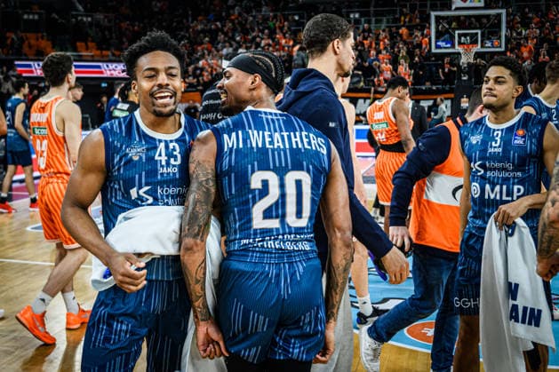 Neu Ulm, Germany, 24 01 26 Eric Reed Jr MLP Academics Heidelberg andMichael Weathers MLP Academics Heidelberg gestures, gestures, cheer during the Basketball Bundesliga match between ratiopharm ulm vs MLP Academics Heidelberg at the ratiopharm Arena on January 24, 2026 in Neu Ulm, Germany Photo by Harry Langer DeFodi Images ratiopharm Arena, Germany, 24 01 26 Eric Reed Jr MLP Academics Heidelberg andMichael Weathers MLP Academics Heidelberg gestures during the Basketball Bundesliga match between ratiopharm ulm vs MLP Academics Heidelberg at Neu Ulm on January 24, 2026 in ratiopharm Arena, Germany Photo by Harry Langer DeFodi Images Photo by Harry Langer DeFodi Images