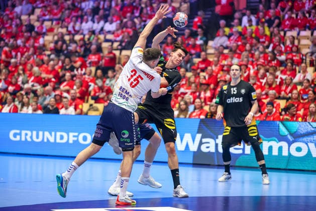 24 01 2026, Handball, Men s EHF EURO 2026, Germany Norway, Jyske Bank Boxen in Herning, Denmark, Main Round xxxxxxxxxxxxxxx Denmark