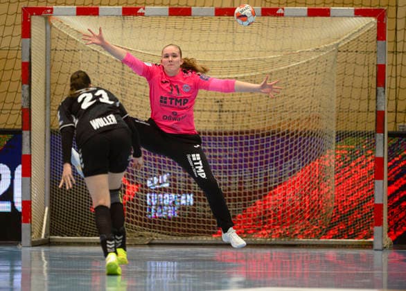Fie, Woller left wing, CS Minaur Baia Mare, 21 , Laura, Kuske TW, Thueringer HC, 11 GER, Thuringia, Thueringer HC vs CS Minaur Baia Mare, EHF European League Women, Group Phase, Season 2025 2026, Sunday, 24 01 2026, 20 00 hrs GER, Thuringia, Thueringer HC vs CS Minaur Baia Mare, EHF European League Women, Group Phase, Season 2025 2026, Sunday, 24 01 2026, 20 00 hrs Bad Langensalza Copyright: xEibner-Pressefoto MartinxHerbstx EP_MHT
