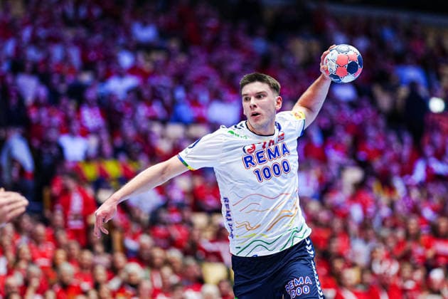 Throw Goal Patrick Anderson Norway, 35 DEN, Germany vs Norway, Handball, EHF European Championship 2026, Main Round, Matchday 2, 24 01 2026 DEN, Germany vs Norway, Handball, EHF European Championship 2026, Main Round, Matchday 2, 24 01 2026 Herning Copyright: xEibner-Pressefoto MarcelxvonxFehrnx EP_MFN